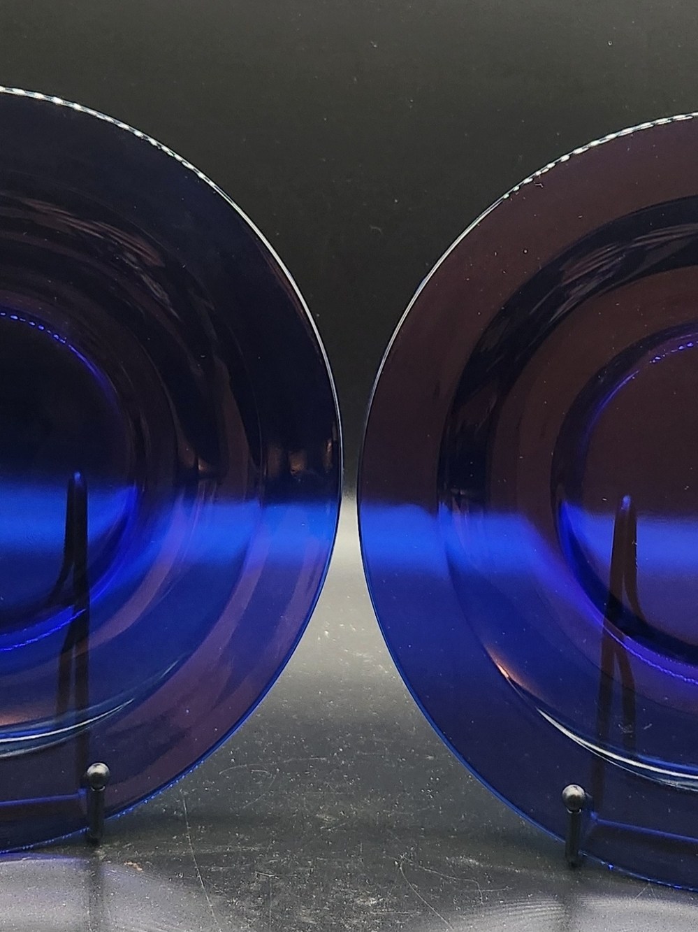 Vintage Studio Art Cobalt Blue Glass Dinner Plates - Set of 7
